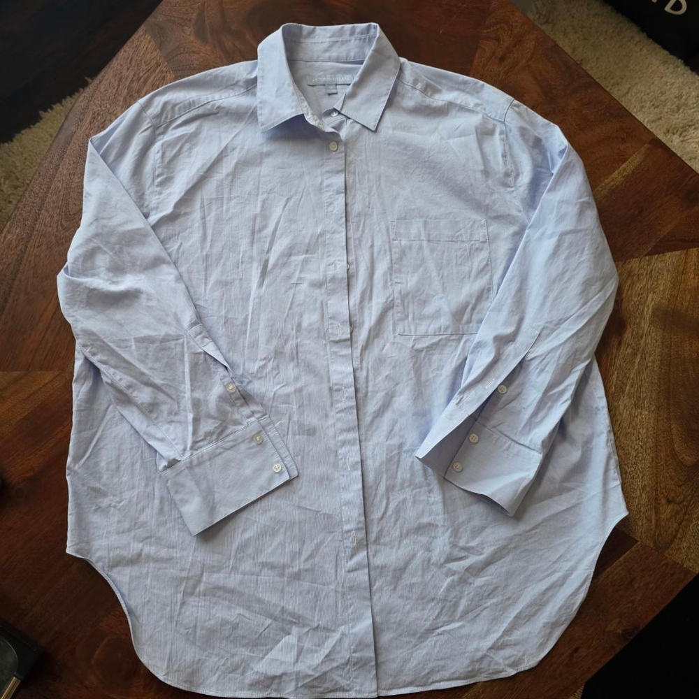 Women's Antonio Melani Striped Button-Up Shirt Blue Size M